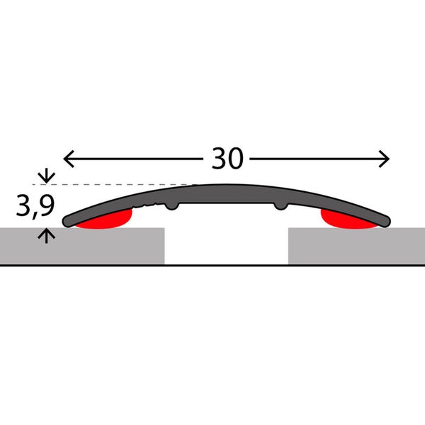 FLOORDIREKT Übergangsprofil - Übergang zwischen Bodenbelägen - Breite: 30 mm - Edelstahl-matt - Selbstklebend - 100 cm