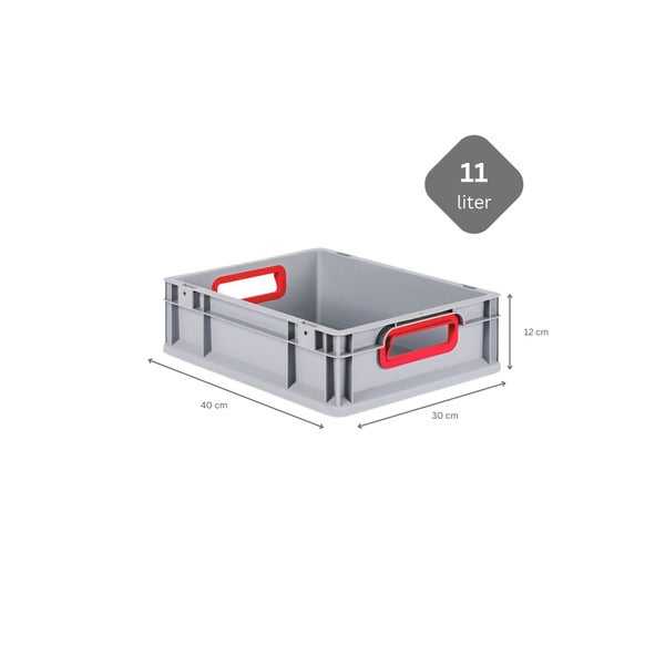 PROREGAL Spar Set 16x Eurobox Nextgen Color Mit Auflagedeckel & Schiebeschnappverschlüsse HxBxT 12 x 30 x 40 cm Griffe Rot Offen Glatter Boden