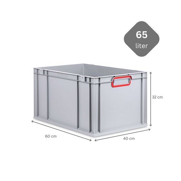 PROREGAL Spar Set 5x Eurobox Nextgen Color Mit Auflagedeckel & Schiebeschnappverschlüsse HxBxT 32 x 40 x 60 cm Griffe Rot Verstärkter Boden