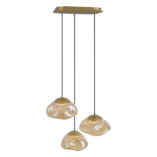 Dreiflammige Pendelleuchte mit Glasschirmen