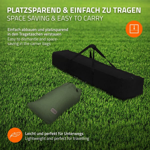 ML-Design Doppel Hängematte mit Stahlgestell, Khaki, Platz für 2 Personen, Indoor & Outdoor, XXL Hängesessel mit Tragetasche, Hängemattengestell, Doppelhängematte mit Ständer, für Garten & Balkon