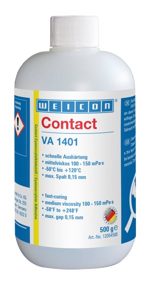WEICON VA 1401 Cyanacrylat-Klebstoff | Sekundenkleber für Gewebe, Schaumgummi und großporige Elastomere | 0,5 kg