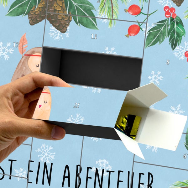 Mr. & Mrs. Panda Befüllbarer Adventskalender Eule Federschmuck - Blau Pastell