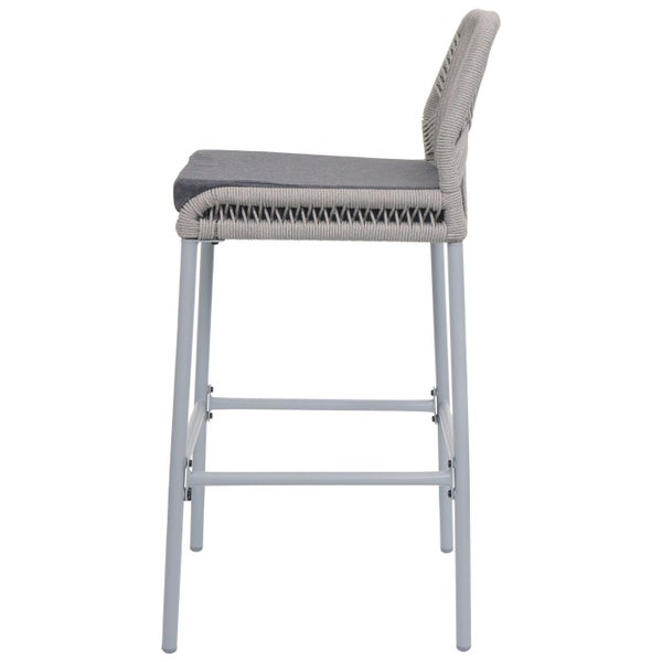 Barhocker mit Rückenlehne, Sitzpolsterung und Metallgestell