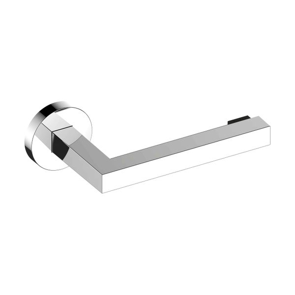 Türdrücker mit runder Rosette aus Metall in moderner eckiger Form