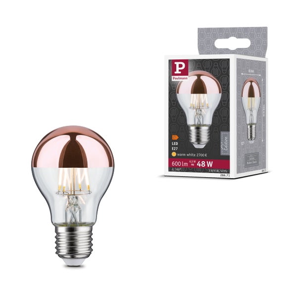 Paulmann LED Leuchtmittel E27 6,5 Watt 600 Lumen warmweiß 2700 Kelvin mit Spiegelkopf und Verpackung