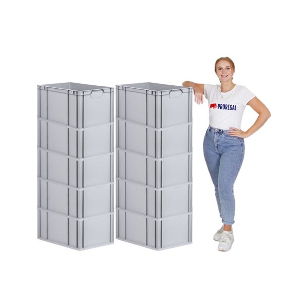 PROREGAL Spar Set 10x Eurobox Nextgen Economy Mit Scharnierdeckel & Blauen Schiebeschnappverschlüsse Griffe Geschlossen HxBxT 32 x 40 x 60 cm 65 Liter