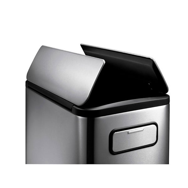 PROREGAL Modern Designter Treteimer Zur Abfallscheidung Aus Gebürstetem Edelstahl 45 Liter HxBxT 66 x 27,5 x 53,2 cm Edelstahl