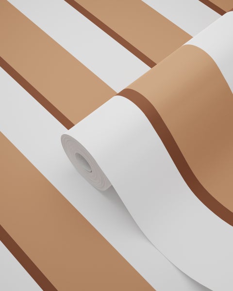 Tapetenrolle mit Streifenmuster in Beige und Weiß