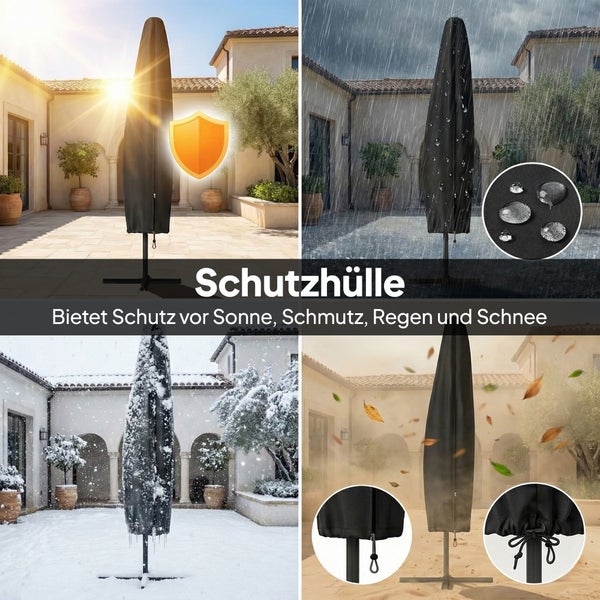 Witterungsbeständige Schutzhülle für Sonnenschirme zum Schutz vor Sonne, Schmutz, Regen und Schnee.