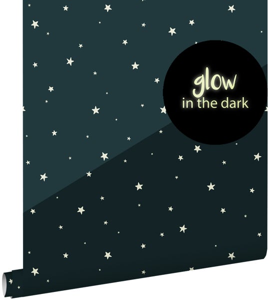 ESTAhome Glow-in-the-dark Tapete fluoreszierenden Sterne Dunkelblau - 53 cm x 10.05 m - 139262