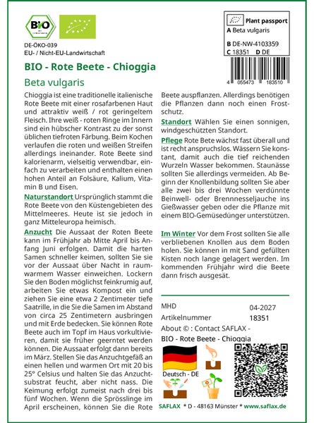 SAFLAX Garden to go - BIO - Rote Beete - Chioggia - Beta vulgaris - 70 Samen - Mit Topf, Klima - Deckel und Anzuchtsubstrat