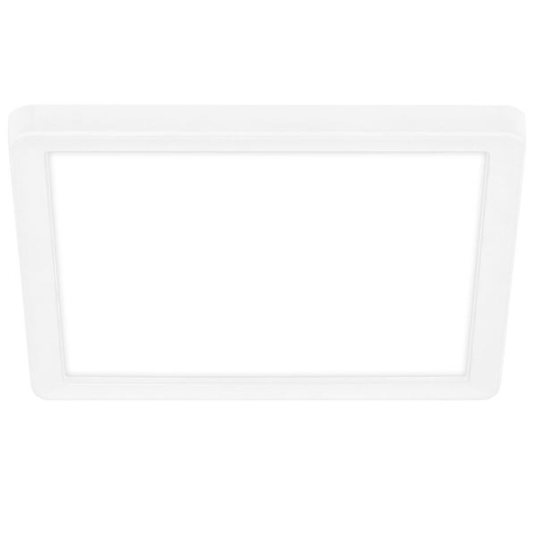 Quadratische LED-Deckenleuchte in Weiß für die Oberflächenmontage.
