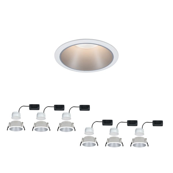 LED Einbauleuchte 3-Step-Dim Cole Coin 6er-Set IP44 rund 88mm Coin 6x6W 6x470lm 230V dimmbar 2700K Weiß, Silber matt