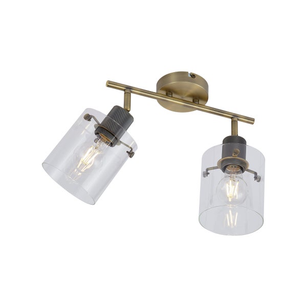 Deckenleuchte mit zwei Lampen und Glasschirmen