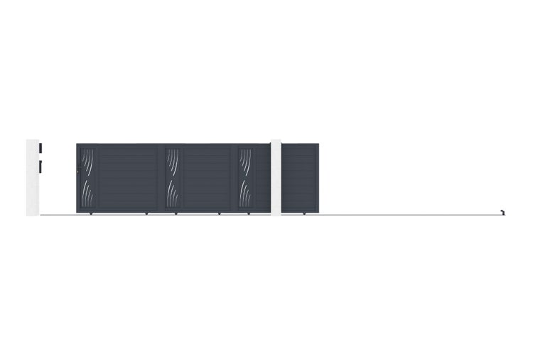 Schiebetor 5m VELETA H.140 graues Aluminium