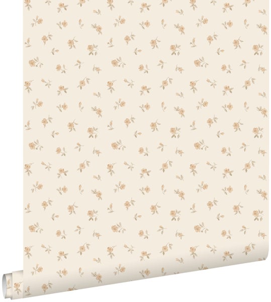 ESTAhome Tapete Blumenmuster Sandbeige - 53 cm x 10.05 m - 139833