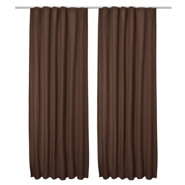 Beautissu Amelie Luna Kräuselband Vorhang thermo 2er Set 140x245cm braun