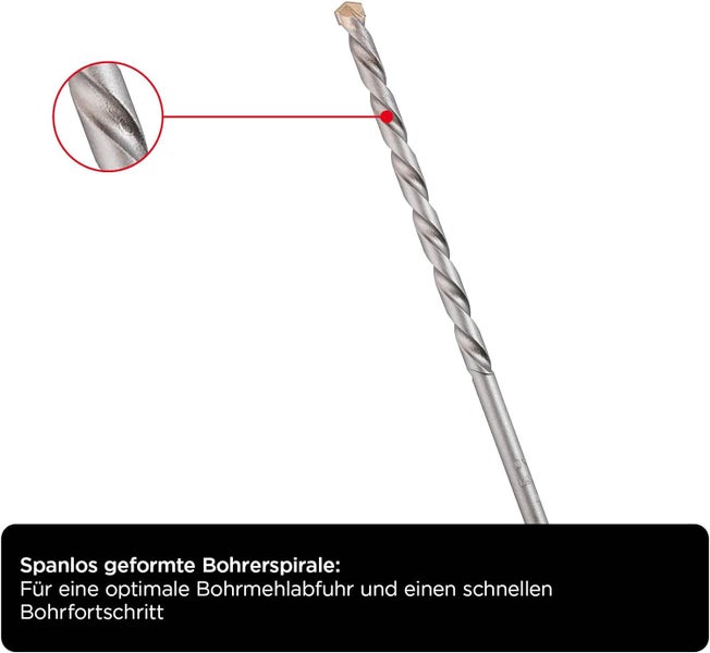 kwb Mauerdurchbruchbohrer Ø 14 mm, Länge 400 mm, mit robuster Hartmetall-Platte, spanlos geformter Bohrerspirale, kugelgestrahlter Oberfläche und Rundschaft, entspricht ISO 5468