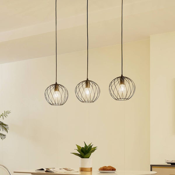 Lindby Pendelleuchte Danika (Modern) in Schwarz aus Metall (3 flammig, E27) - Deckenlampe Esstischlampe Hängelampe Hängeleuchte Wohnzimmerleuchte
