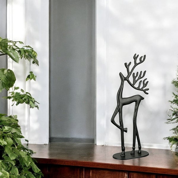 Figur GILDE Rentier Höhe 38cm Breite 16cm schwarz Aluminium