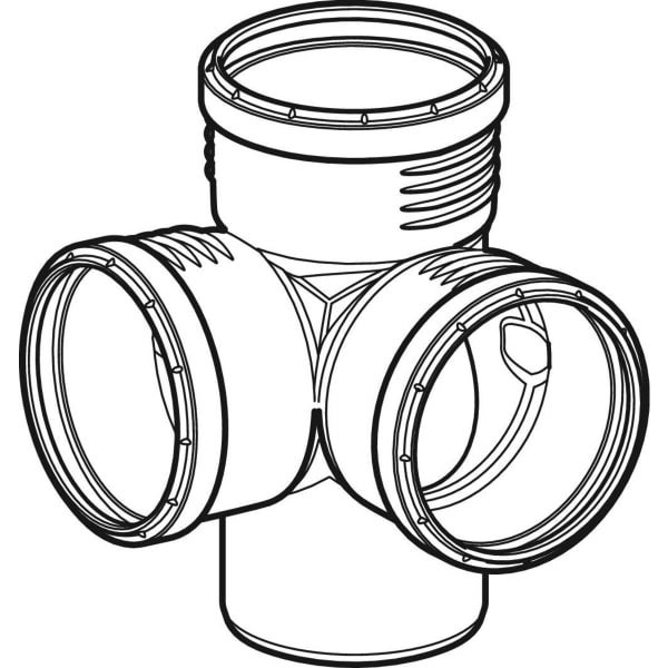 Illustration einer Doppelabzweig-Rohrverbindung.