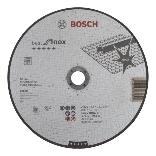 Bosch Trennscheibe gerade Best for Inox A 30 V INOX BF 230 mm 22,23 mm 2,5 mm - 2608603508
