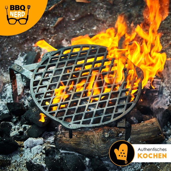 BBQ-Nerd Stapelrost aus Gusseisen Ø 26cm für 7,3 und 9L Topf | Einsatz zum Dampfgaren im Dutch Oven - Grillrost Feuerrost Untersetzer