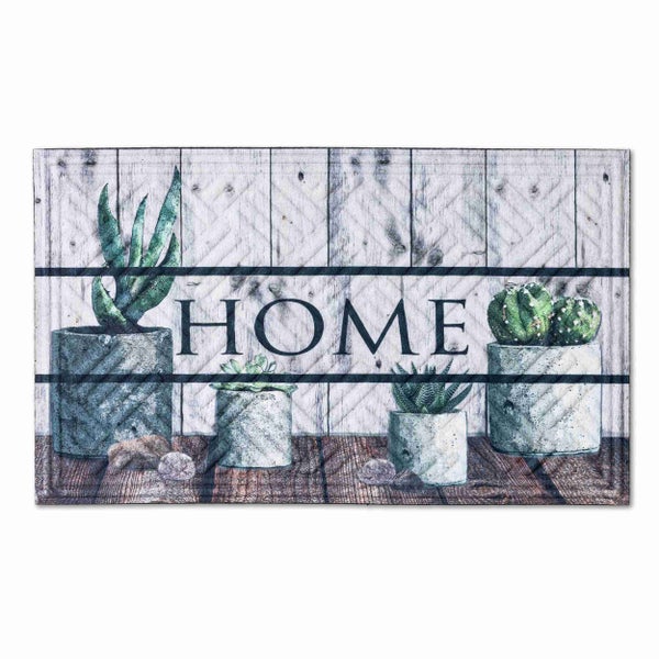 Fußmatte mit Sukkulentenmotiv und der Aufschrift HOME
