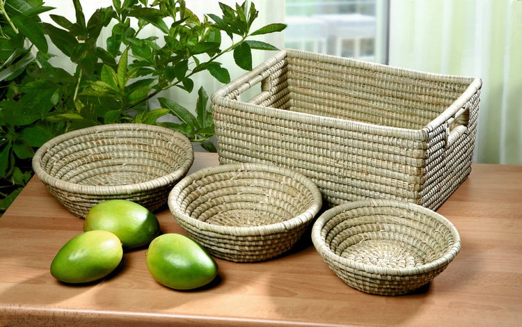 FRANK FLECHTWAREN | Schale Natur, 3er Set, KORBGEFLECHT, Ø 24 x 5 cm, Ø 27 x 7 cm, Ø 30 x 9 cm