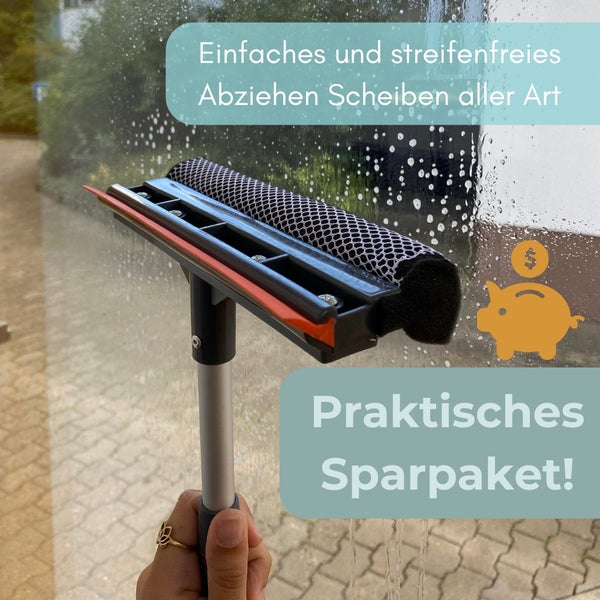 Fensterabzieher mit Teleskopstiel für streifenfreie Reinigung
