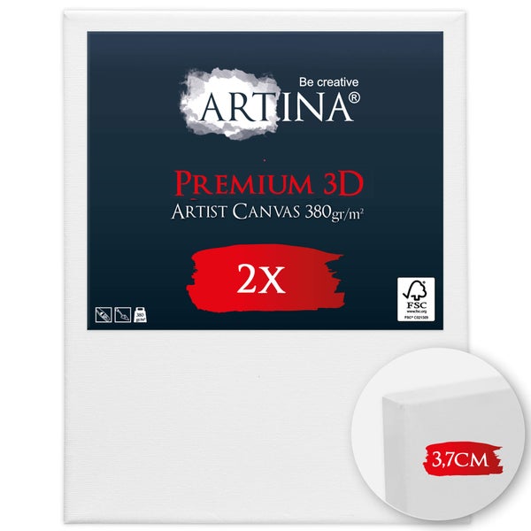 Artina Premium 3D Künstlerleinwand 380 Gramm pro Quadratmeter, 2 Stück
