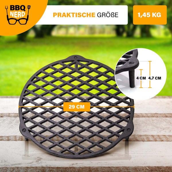 BBQ-Nerd Stapelrost aus Gusseisen Ø 30cm für 13,6L Topf | Einsatz zum Dampfgaren im Dutch Oven - Grillrost Feuerrost Untersetzer