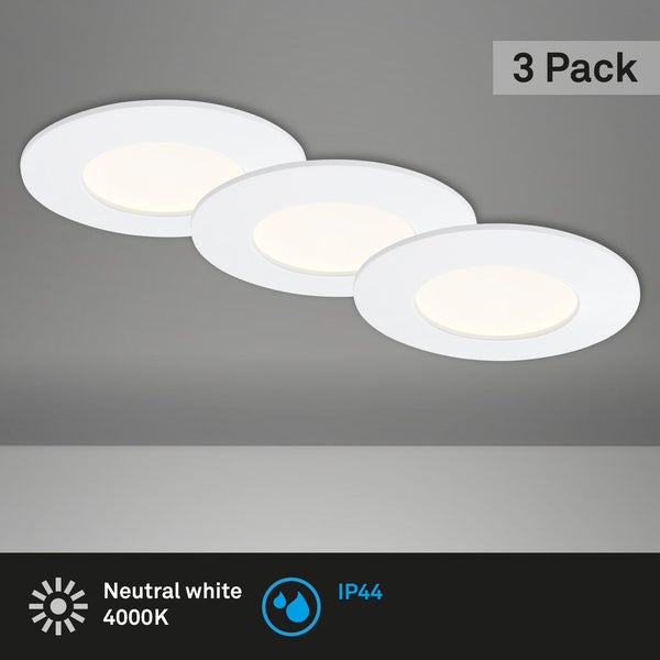 LED Einbauleuchte 3er Set 4000K Ø8,5cm 8W IP44 Kunststoff Weiß Briloner