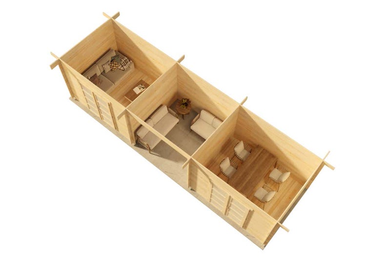 Alpholz Gartenhaus Johann-28 Gartenhaus aus Holz, Holzhaus mit 28 mm Wandstärke inklusive Terrasse FSC zertifiziert, Blockbohlenhaus mit Montagematerial