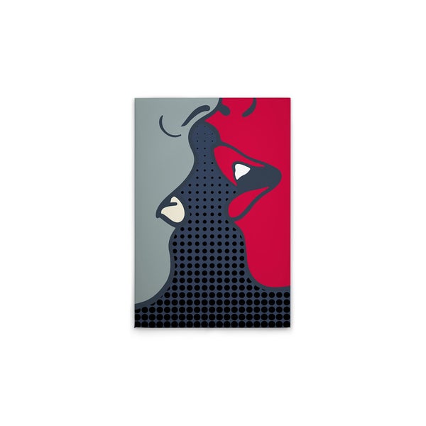 Abstraktes Wandbild mit zwei Gesichtern im Pop-Art-Stil