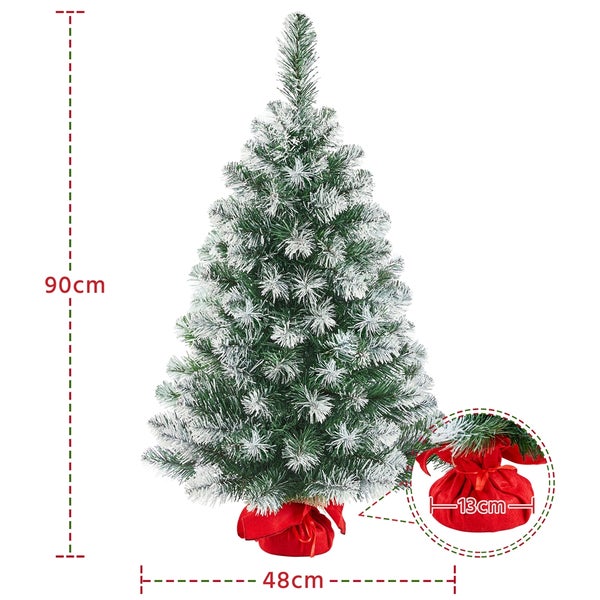 Yaheetech 90 cm Weihnachtsbaum mit Schnee , Grün