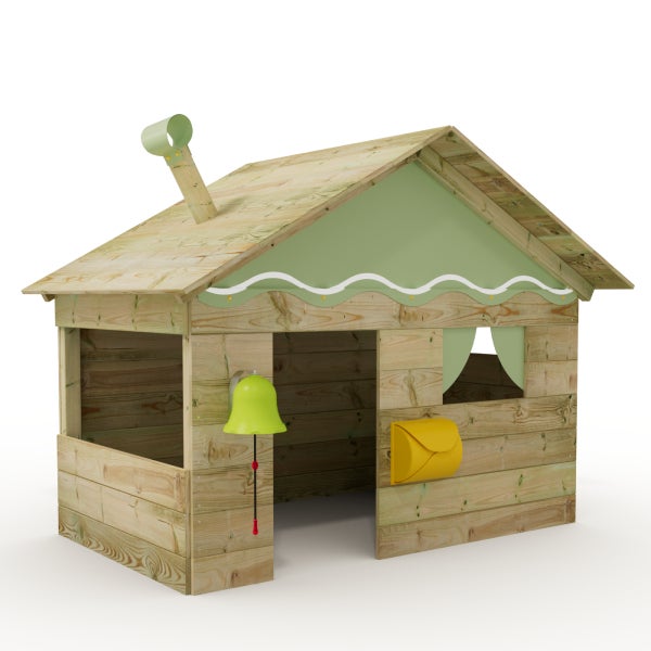 WICKEY Kinder Spielhaus Hostel mit Holzdach und Fenster  - pastellgrün