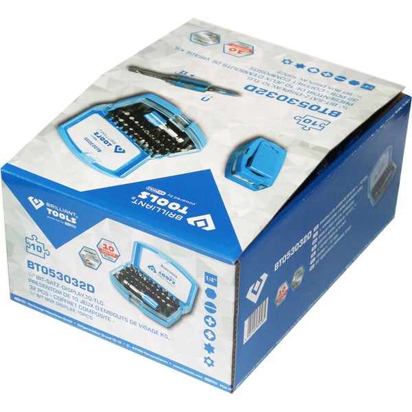 Brilliant Tools Bit Set Display mit 32 Teilen in Verpackung