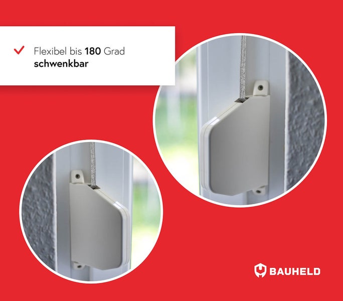 Fenstergriff mit flexibler 180 Grad Schwenkfunktion am Fenster montiert