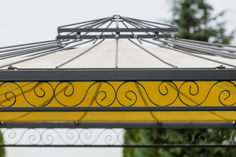 Pavillon ELEO Meran 2 x 2 m anthrazit - pulverbeschichtet | mit Sonnensegel ecru