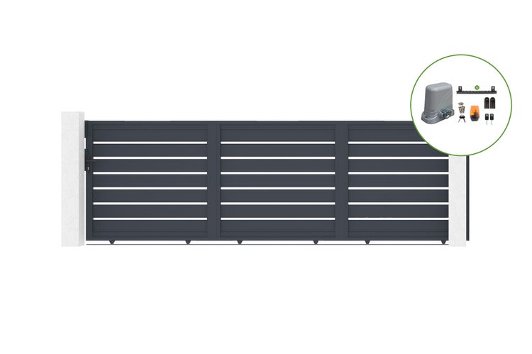 Schiebetor 4,5 m VOGEL H.140 cm Aluminium + TANKER C600 Motorisierung