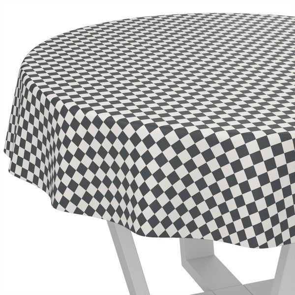 Runde Tischdecke mit feinem Karomuster.