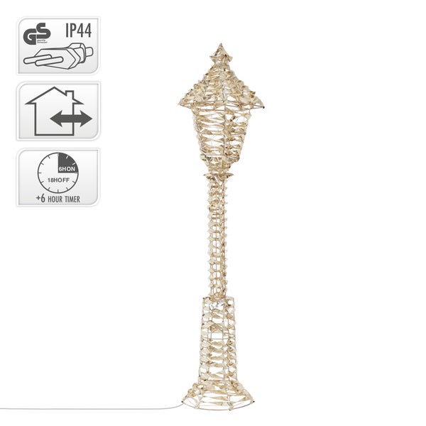 ECD Germany LED-Weihnachtslaterne 150 cm in Alt-Gold mit LED-Beleuchtung, Deko Wegleuchte mit 720 warmweißen LEDs und Timer 6 Std., Stehlampe aus Metall, IP44 Wasserdicht Innen/Aussen, Weihnachtsdeko