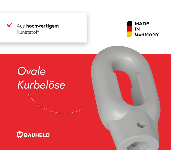 Ovale Kurbelöse aus hochwertigem Kunststoff, hergestellt in Deutschland