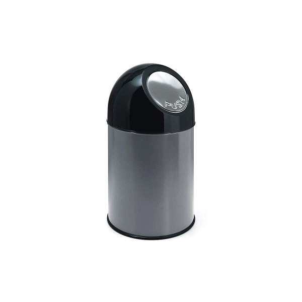 PROREGAL Klassischer Abfallbehälter Mit Pushdeckel 30 Liter HxBxT 56 x 31 x 31 cm Metall Metallik Grau