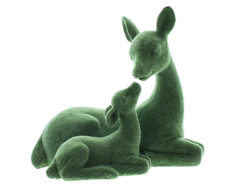 FRANK FLECHTWAREN | Reh mit Kitz Moos, 17,5 x 10,5 x 15,5 cm, POLYRESIN