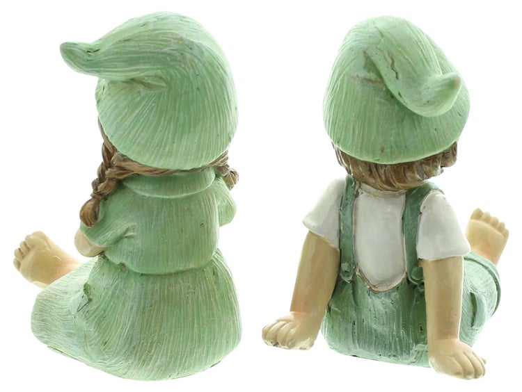FRANK FLECHTWAREN | Figur Mädchen & Junge, 2er Set, POLYRESIN, 7,5 x 9 x 13 cm, 8 x 12 x 13 cm