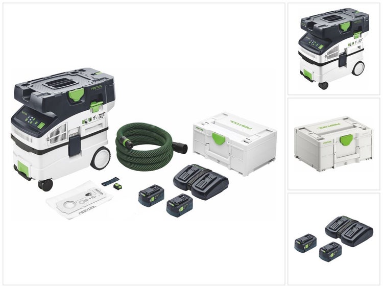 Festool CTMC MIDI I-Basic Akku Absaugmobil 36 V ( 2x 18 V ) Staubkl. M + 2x Akku 5,0 Ah + Doppelladegerät + Systainer