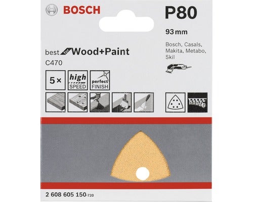 Schleifblatt C470 Best for Wood and Paint, 5er-Pack 93 mm, K80